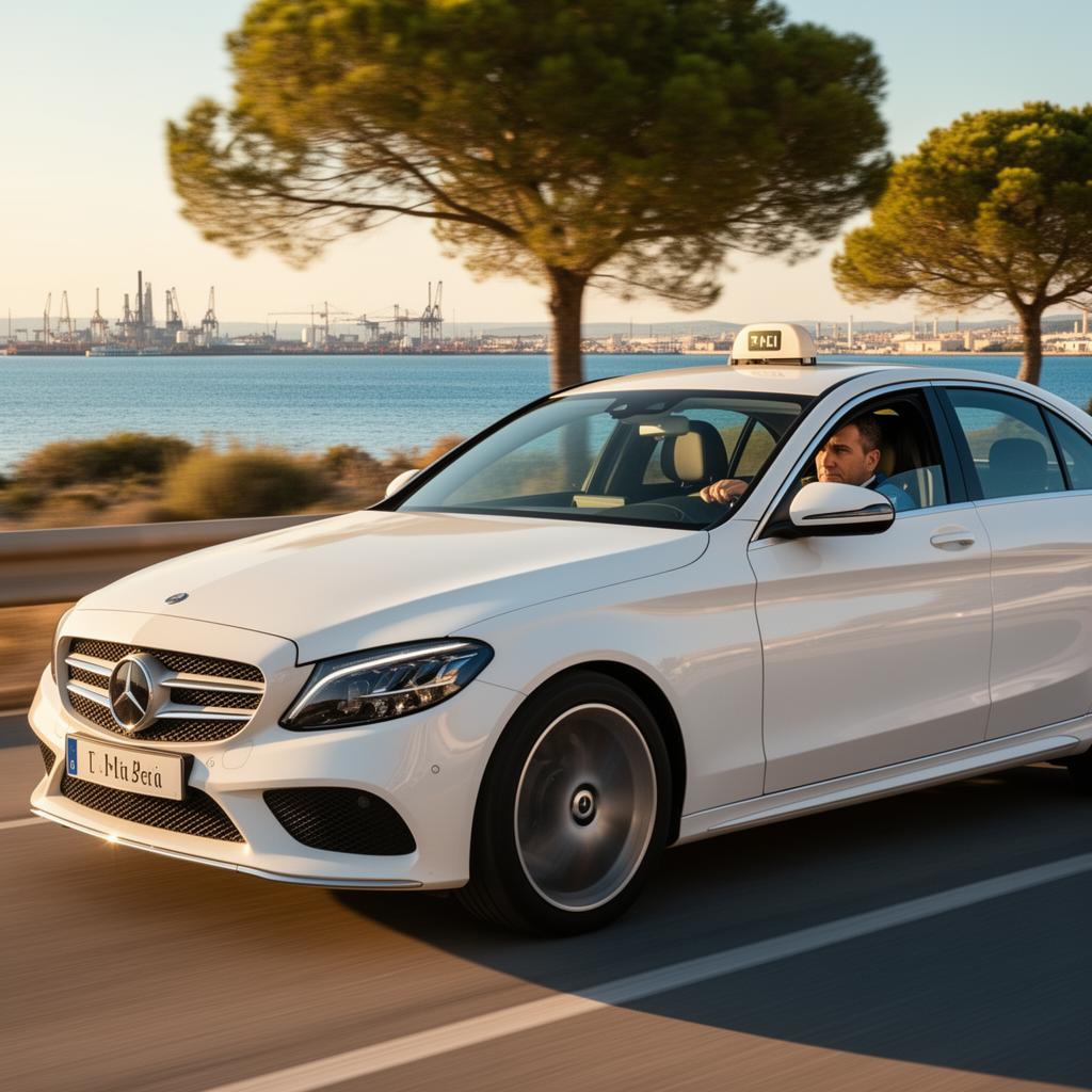Chauffeur Taxi AGC dans sa Mercedes Classe C à Fos-sur-Mer